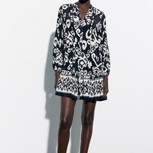 Black and Cream Patterned Women's Dress